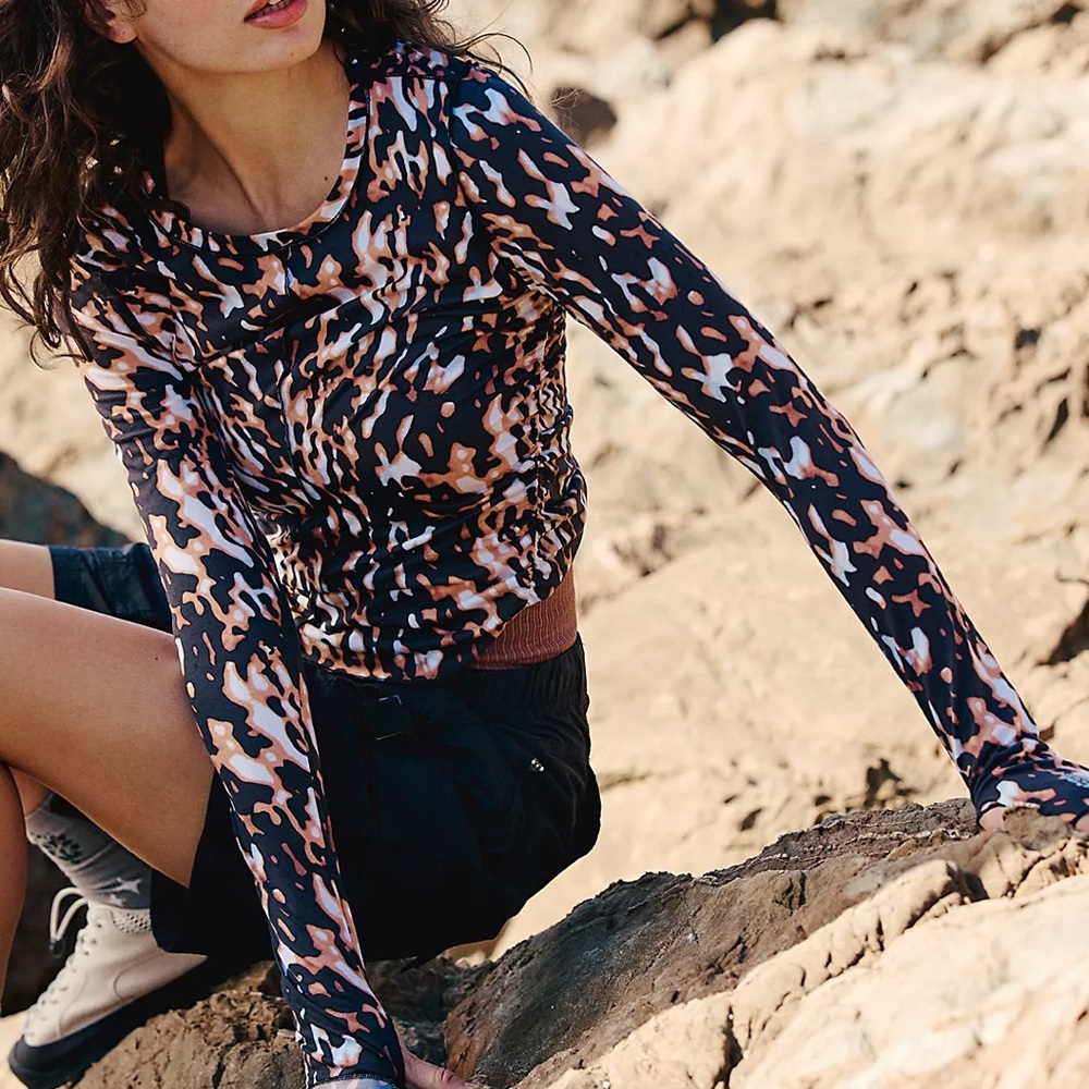 Nwot FP Movement by Free People Leopard Print Long Sleeve Top